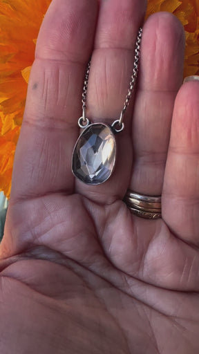 LOVE NOTES Gold Heart Under Quartz sterling silver Shadow Box necklace