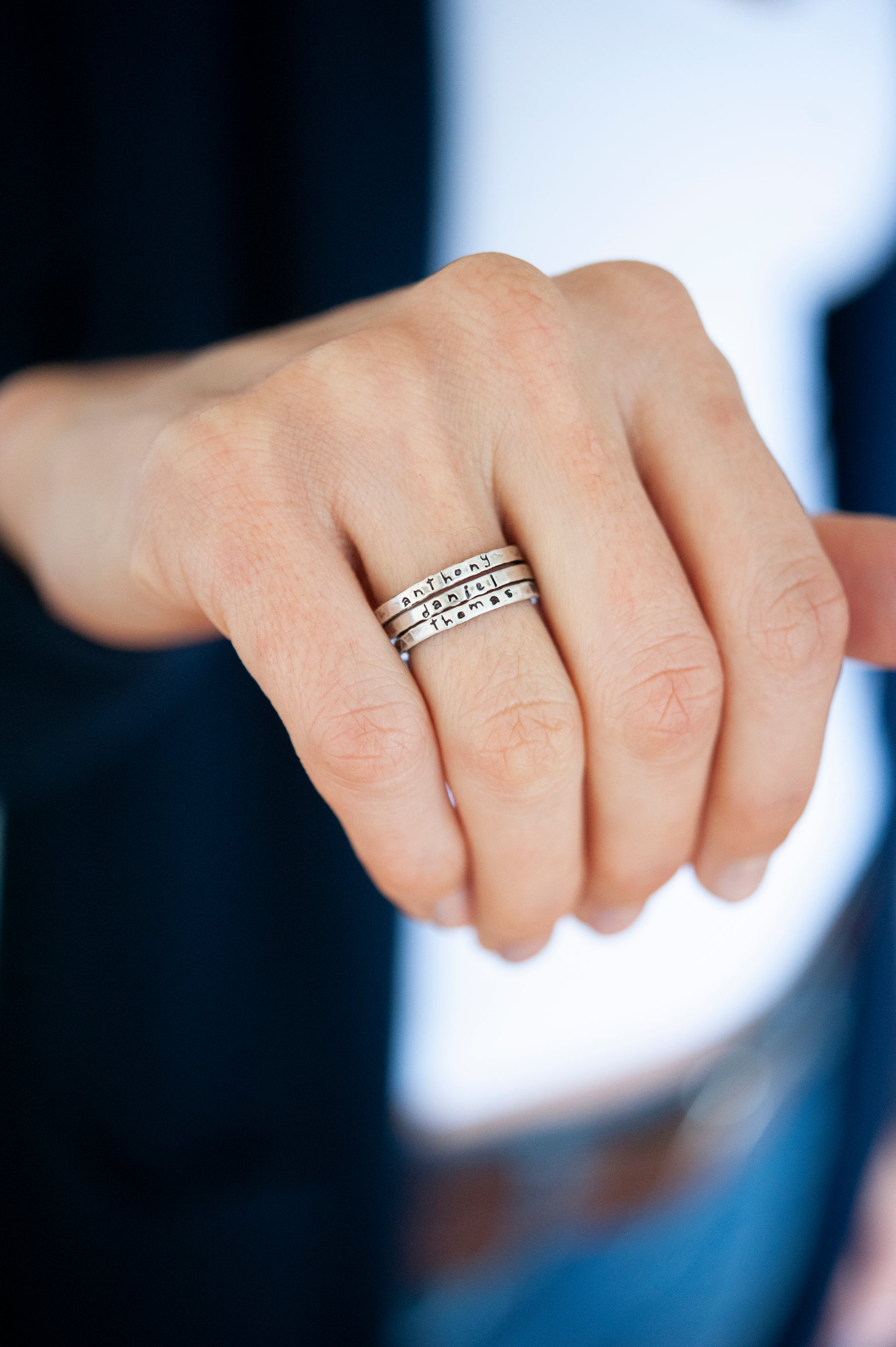 Personalized Sterling Silver Stamped Stacking Rings