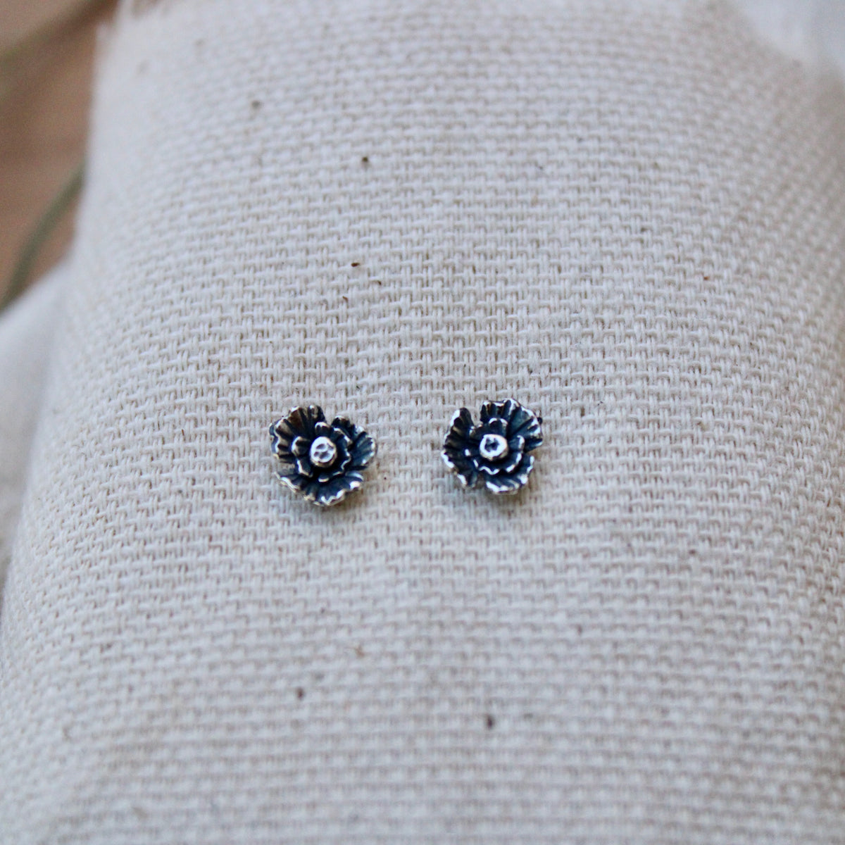 Summer Poppy Silver Post Earrings