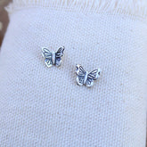 Little Butterfly Stud Earrings in Silver or Bronze
