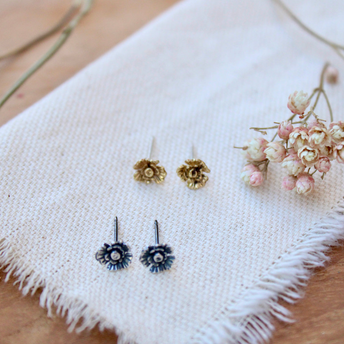 Summer Poppy Silver Post Earrings