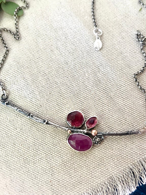 Poppy and Twig Sapphire, Garnet And Tourmaline Silver Necklace
