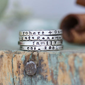 Personalized Sterling Silver Stamped Stacking Rings