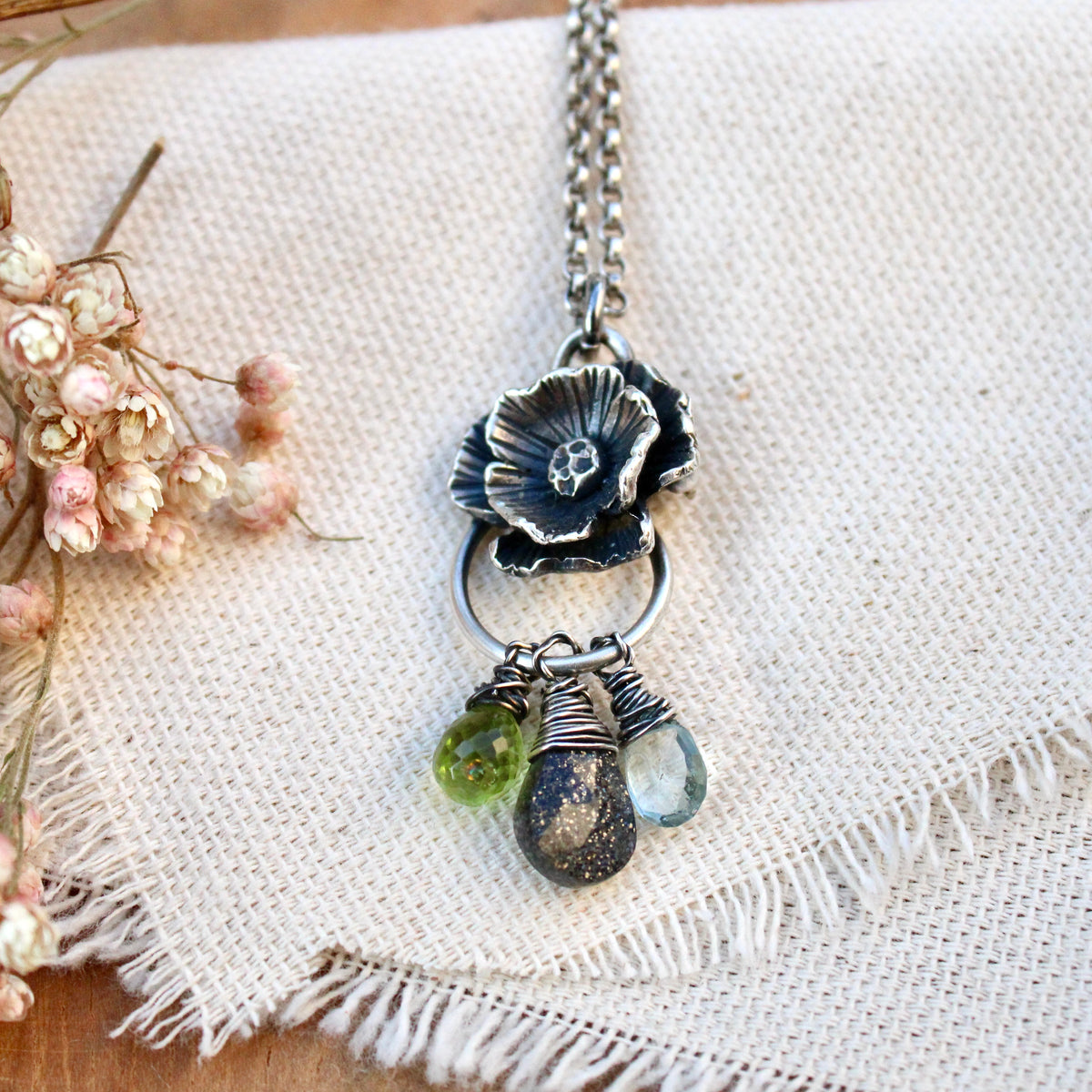 Poppy Memory Keeper Charm Collector Necklace Sterling Silver