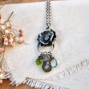 Poppy Memory Keeper Charm Collector Necklace Sterling Silver