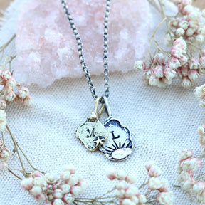 Moon & stars sterling silver initial charm