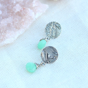 Chrysoprase gemstones and silver Midnight Garden Earrings