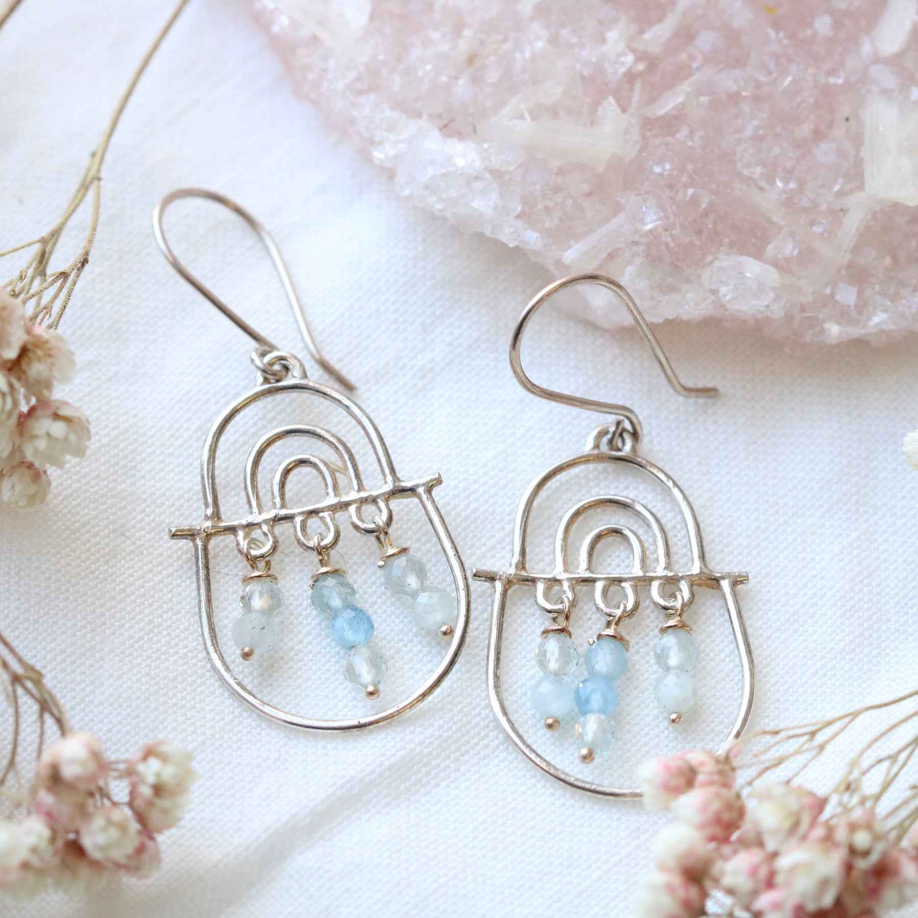 Joyful days Sterling silver and gemstone earrings.