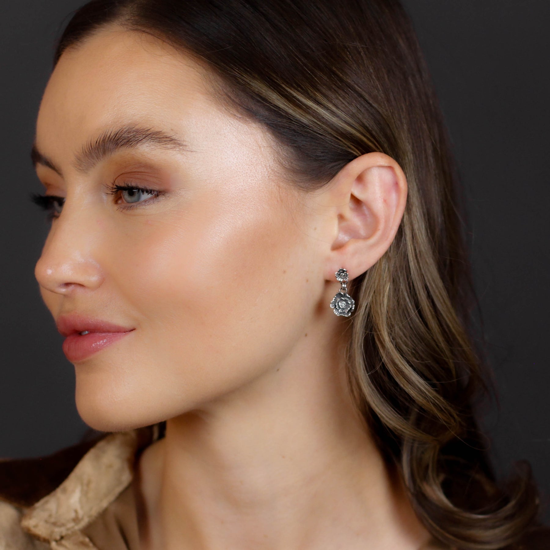 Summer Poppy Duo Silver Post Earrings